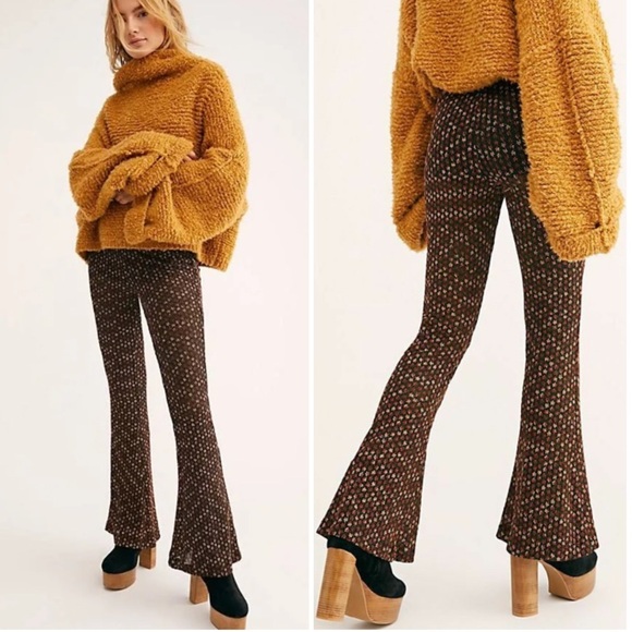 Free People Party Pull-On Flare Pants Size Large - Picture 1 of 13